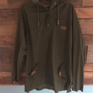 Mens Dravis green hooded lightweight zip up jacket